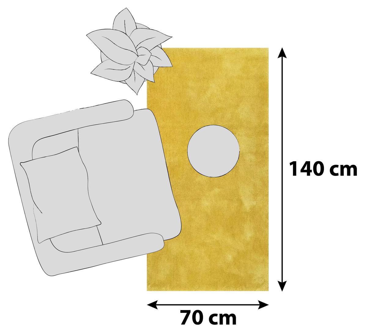 Hochflorteppich Relaxx Gelb 70x140 Cm - Gelb, Basics, Textil (70/140cm) - Esprit