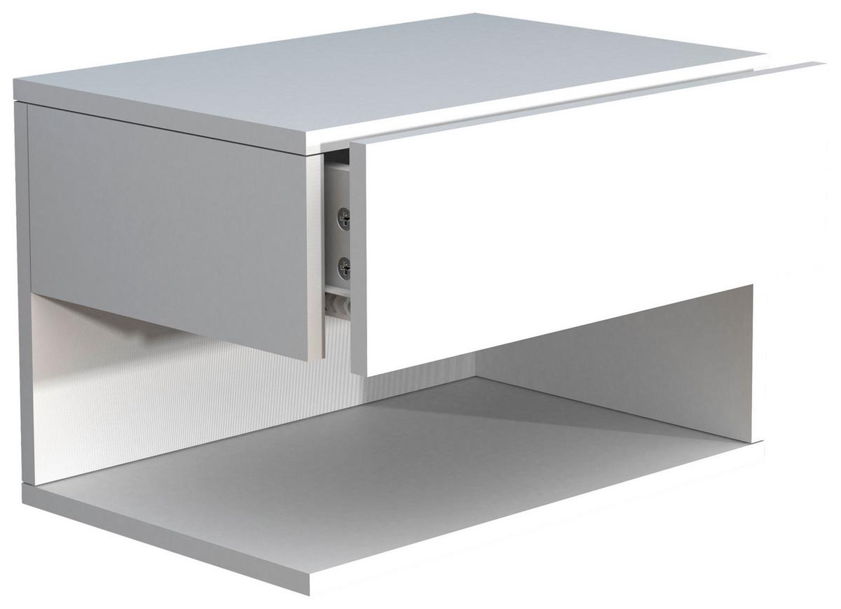 Nachtkästchen USAl XL B: 45 cm Weiß - Weiß, MODERN, Holzwerkstoff (45/30/32cm) - MID.YOU