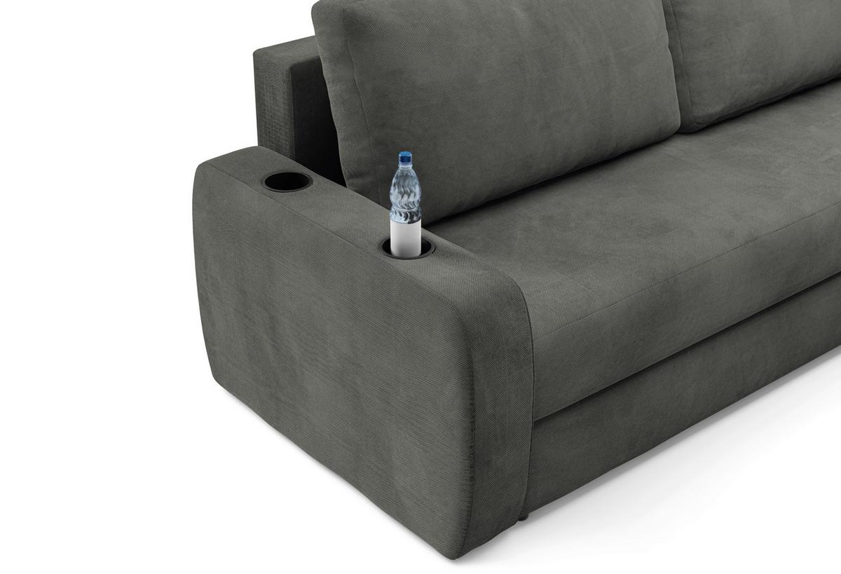 Schlafsofa Ines Grau B: 258cm - Schwarz/Grau, Design, Textil (258/98/95cm) - Livetastic