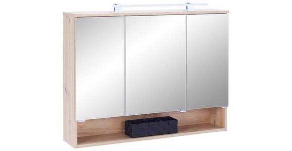 Spiegelschrank Fresh mit Led 3-Türig BxHxT: 100x75x20 cm - Weiß/Eiche Artisan, KONVENTIONELL, Glas/Holzwerkstoff (100/75/20cm) - Ondega