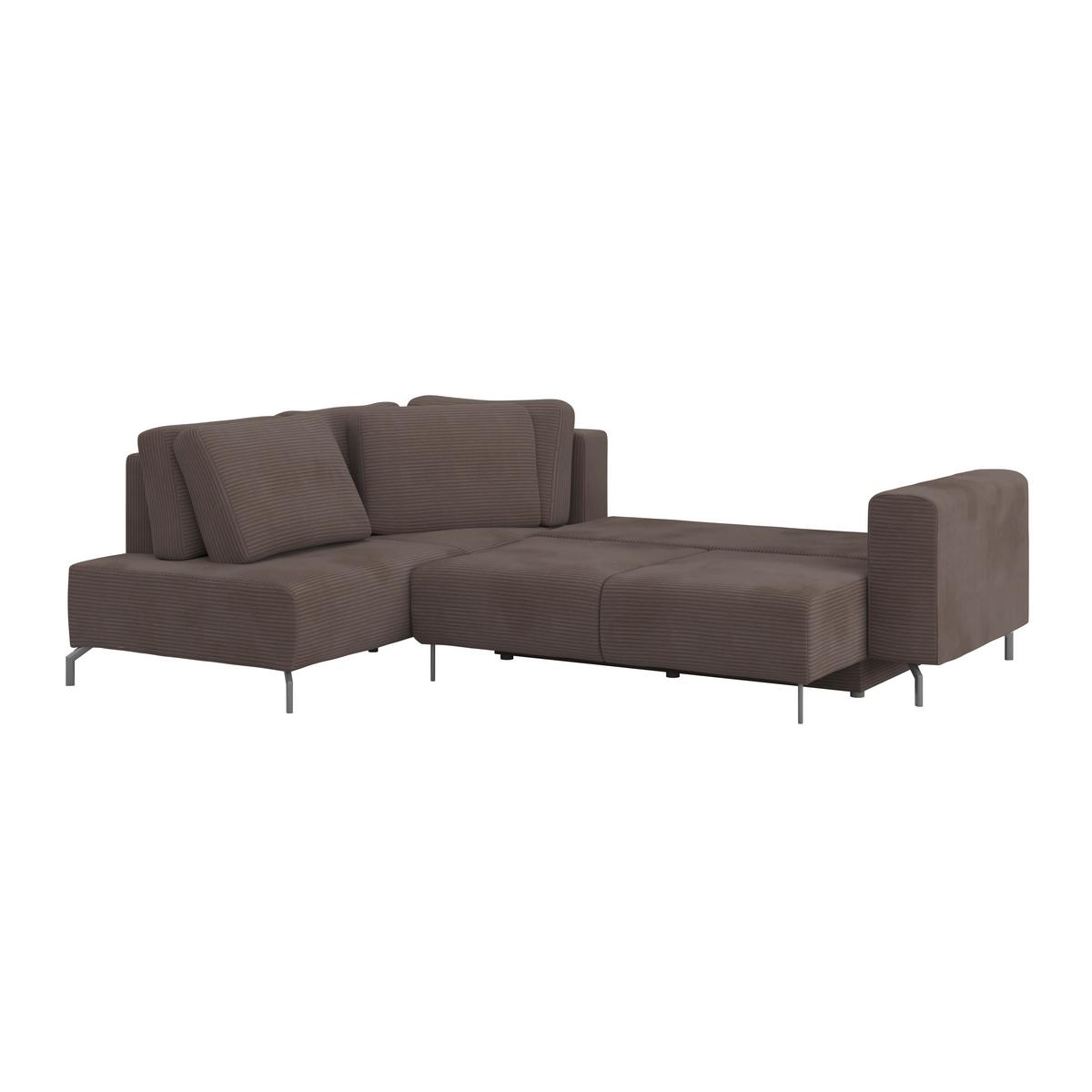 Rohová sedačka VENI, levá, hnědý manšestr - černá/hnědá, Moderní, textil (210/272cm) - Ondega