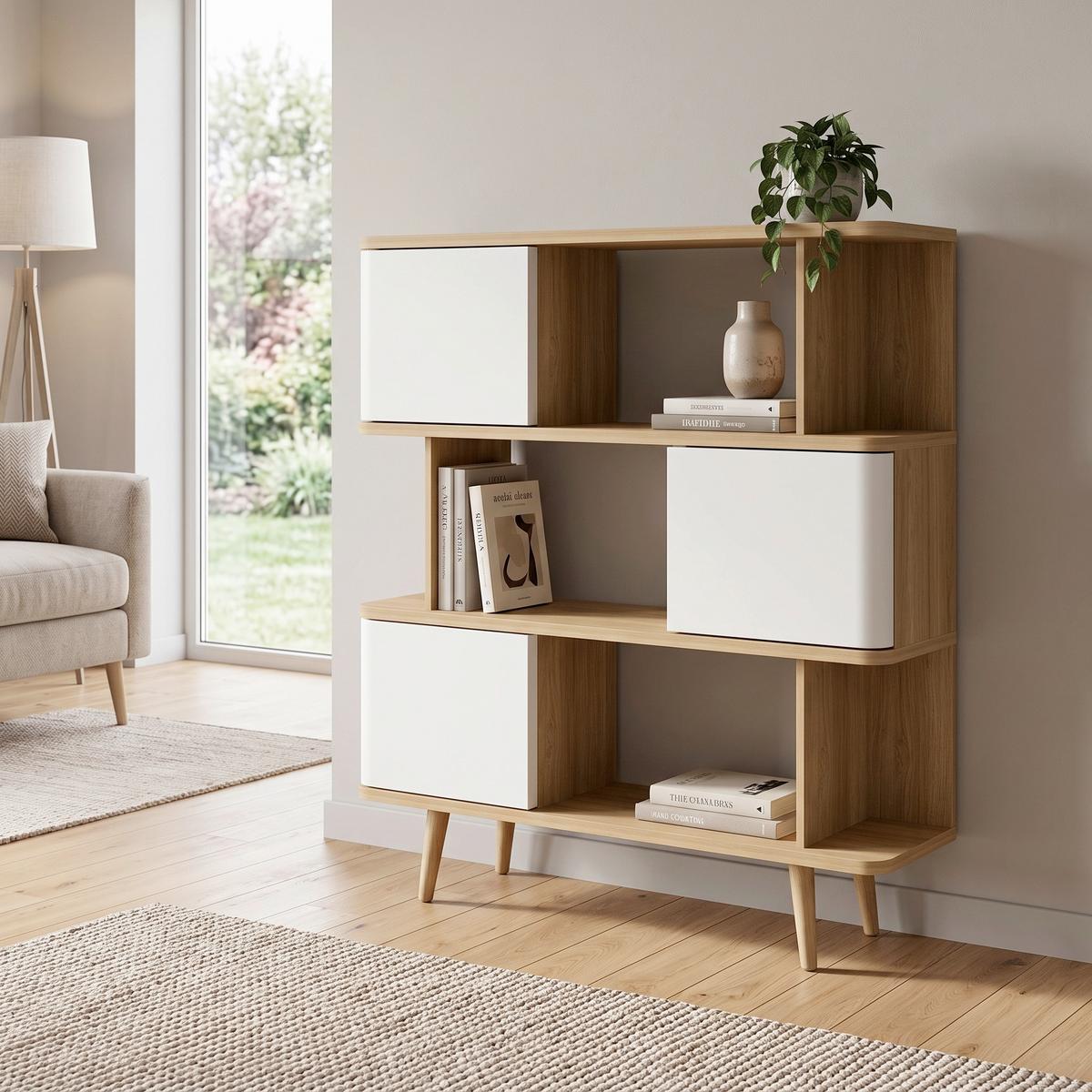 Regal Alandra Weiß/Eichefarben 120 cm - Eichefarben/Weiß, Basics, Holzwerkstoff (120/130/33cm) - MID.YOU