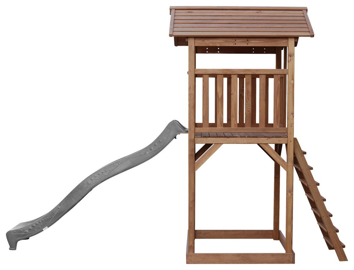 Spielturm A025.120.80 - Braun/Grau, KONVENTIONELL, Holz/Kunststoff (111,2/241,9/349cm) - Ambia Garden