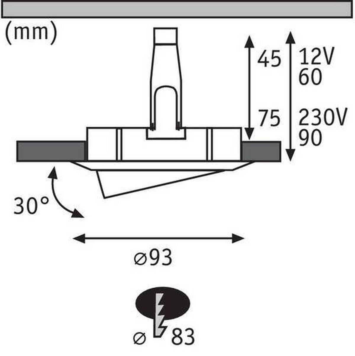 Einbauspot Ø 9,3 cm Weiß/Alufarben Kippbar - Zinkfarben/Alufarben, Design, Metall (9,3cm) - Paulmann