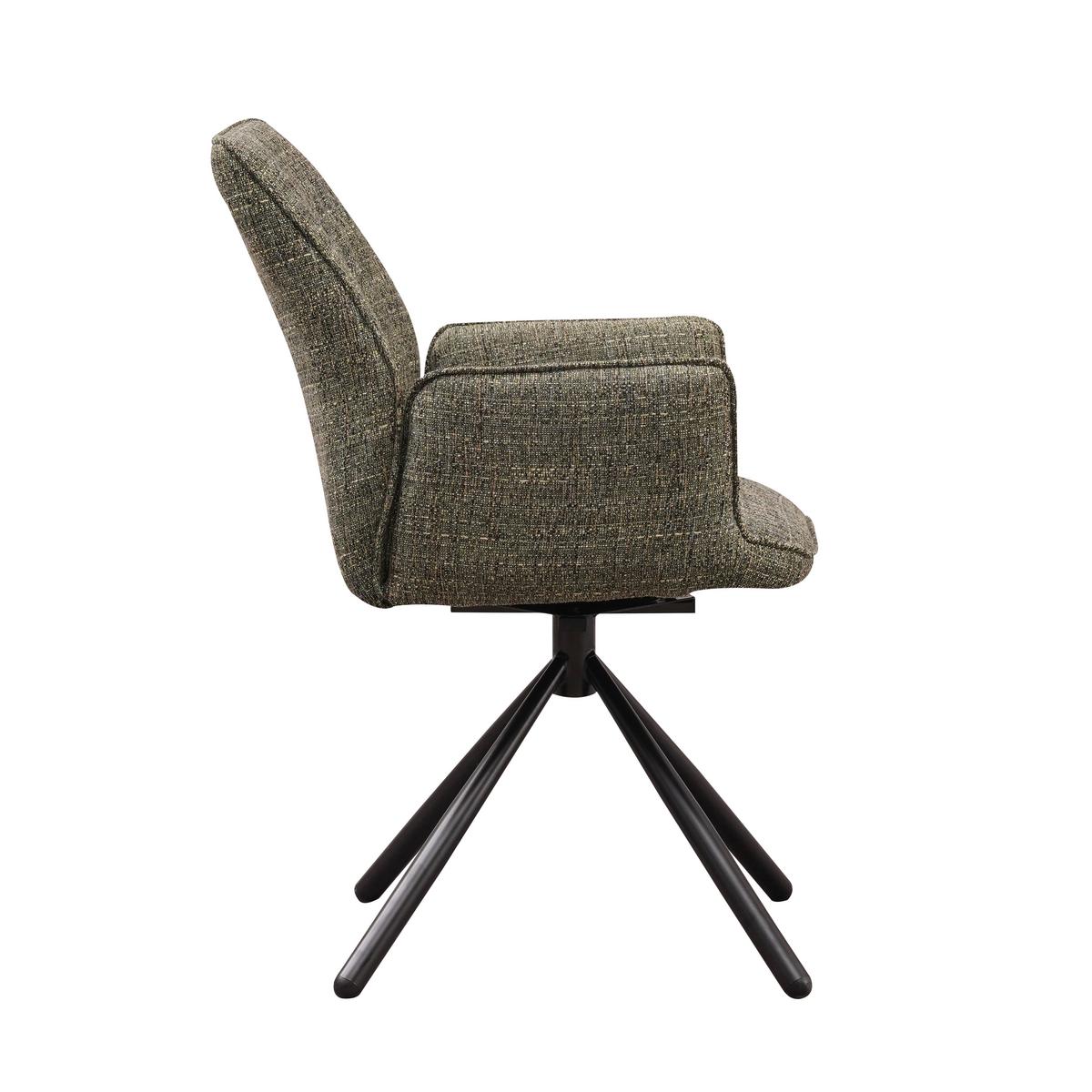 Armlehnstuhl-Set Donny Grün B: 57,5 cm - Schwarz/Grün, MODERN, Textil/Metall (57,5/92/52cm) - MID.YOU