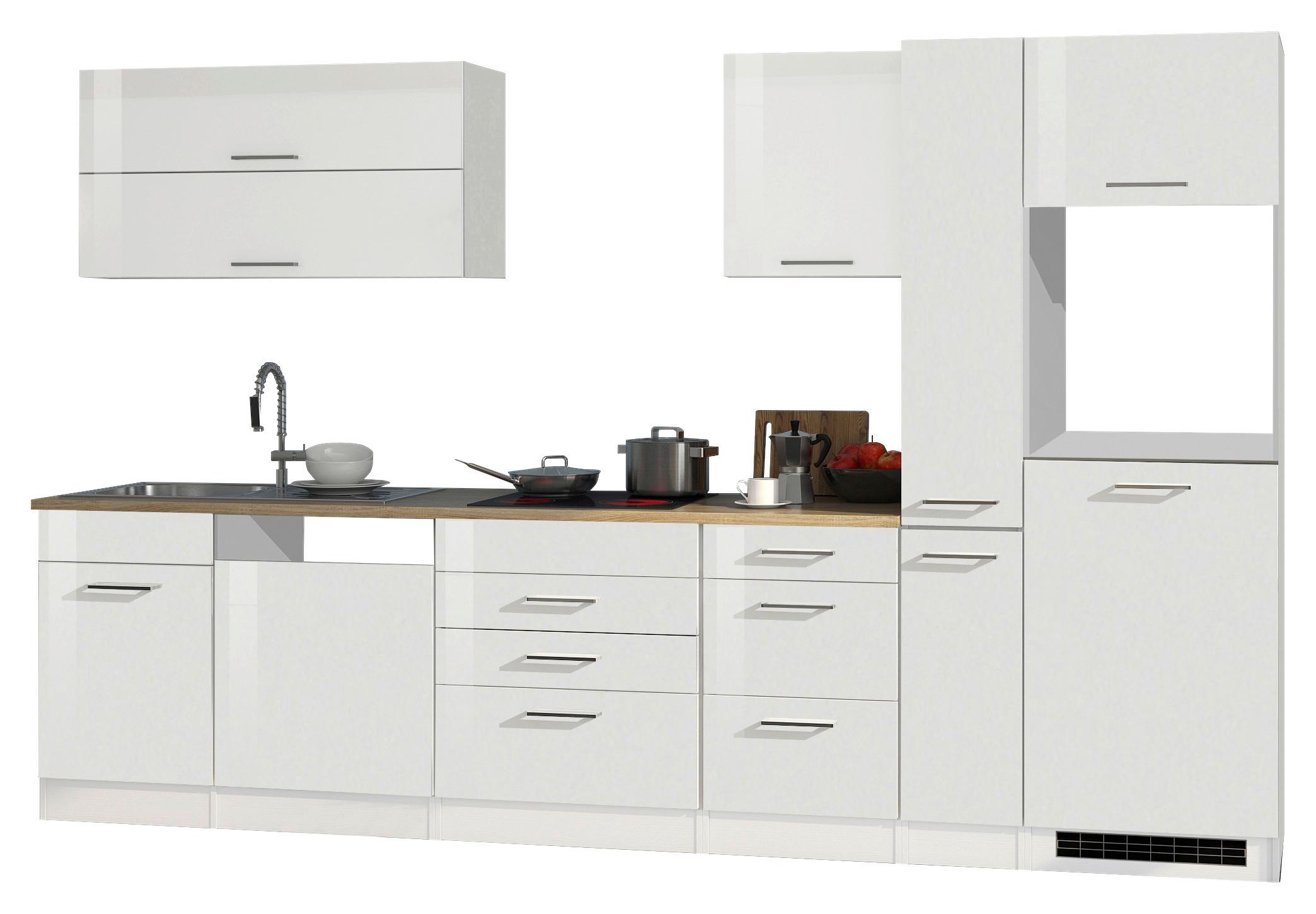 Küchenleerblock Mailand Weiß B: 330 cm - Weiß Hochglanz/Weiß, MODERN, Holzwerkstoff (330cm) - Held