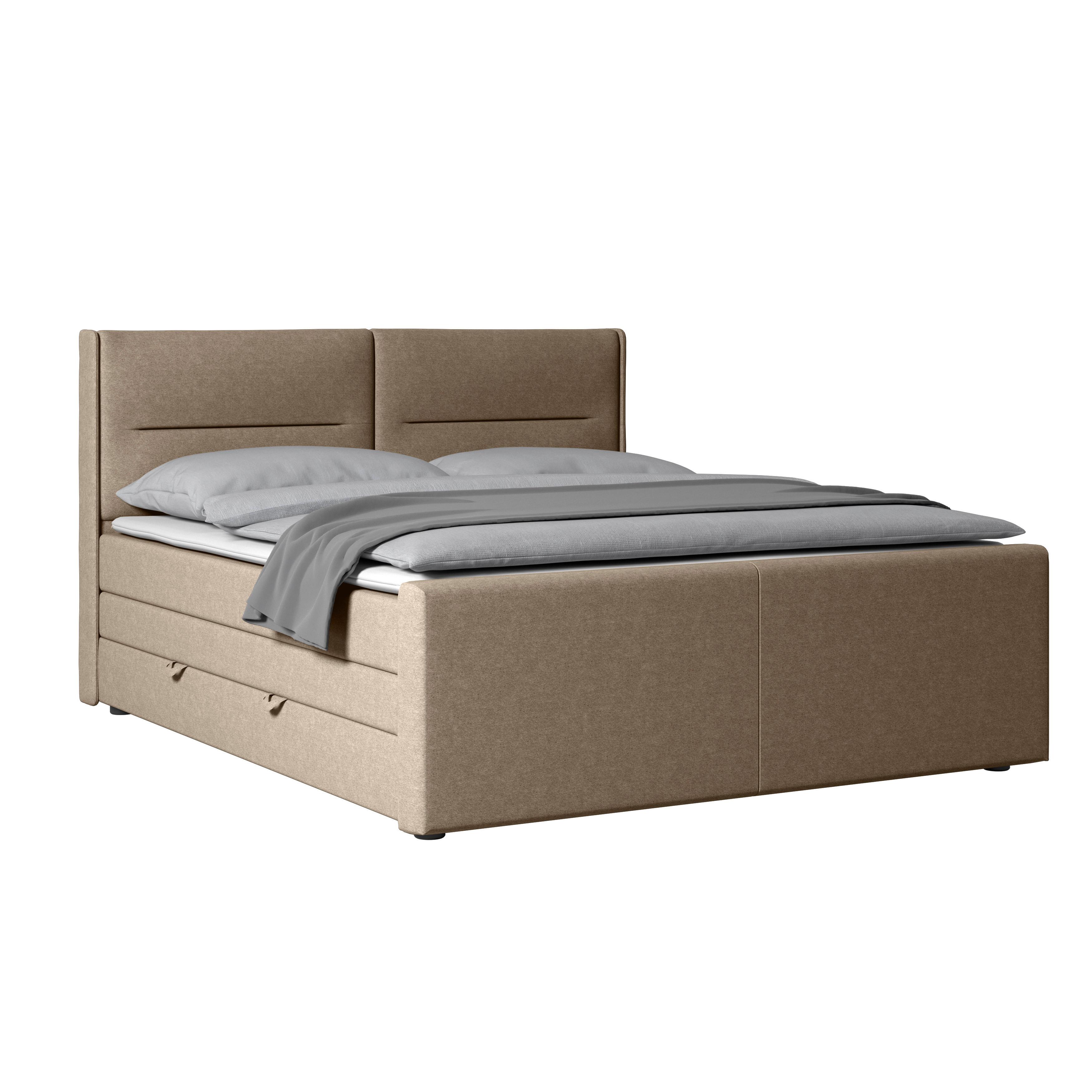 Boxspringbett mit Bettkasten Kyoto Beige 180x200 - Beige, MODERN, Holz/Kunststoff (180/200cm) - MID.YOU