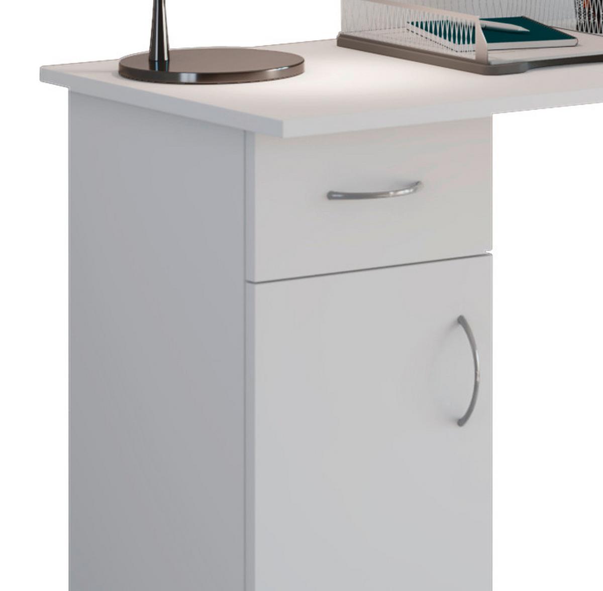 Eckschreibtisch mit Stauraum B 118 H 76 cm Linzia, Weiß - Weiß, KONVENTIONELL, Holzwerkstoff (77/118/76cm) - MID.YOU
