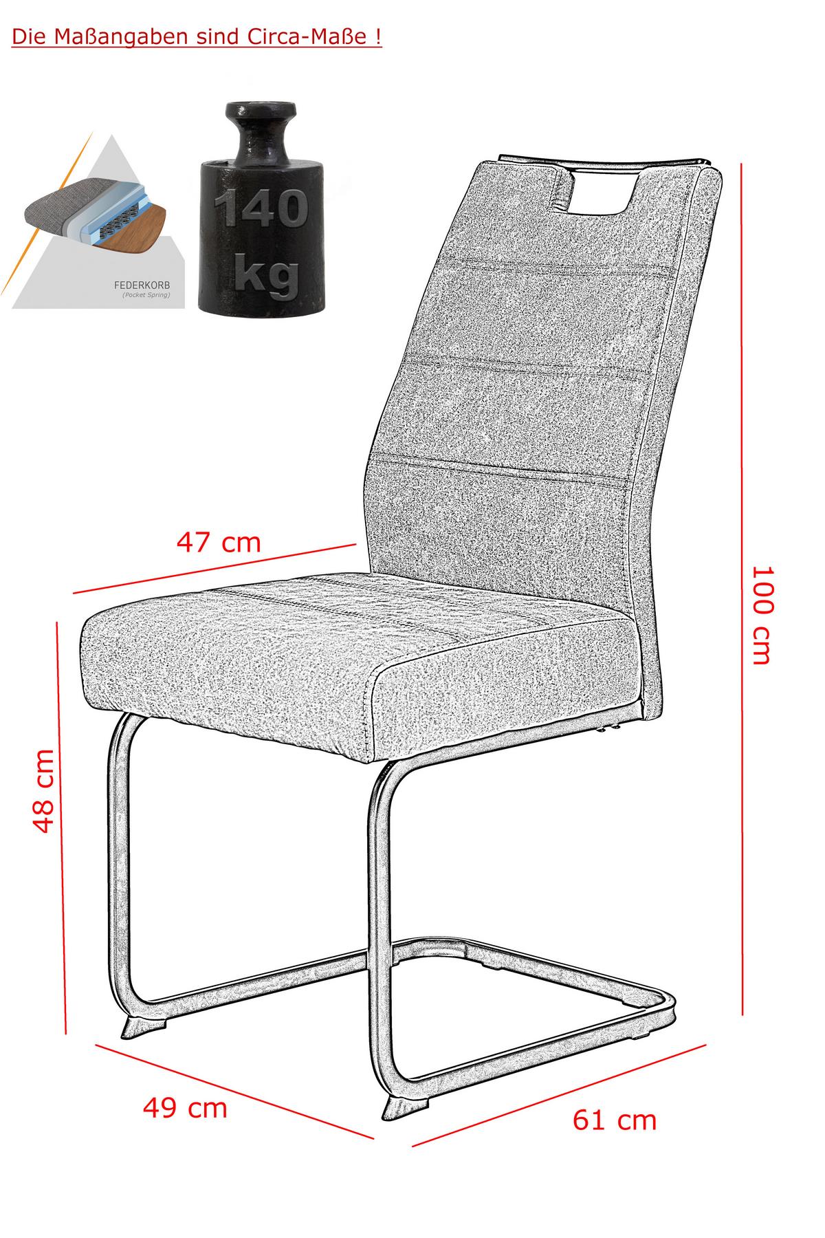 Schwingstuhl-set Kerstin S - Anthrazit/Schwarz, MODERN, Textil/Metall (49/100/61cm) - MID.YOU
