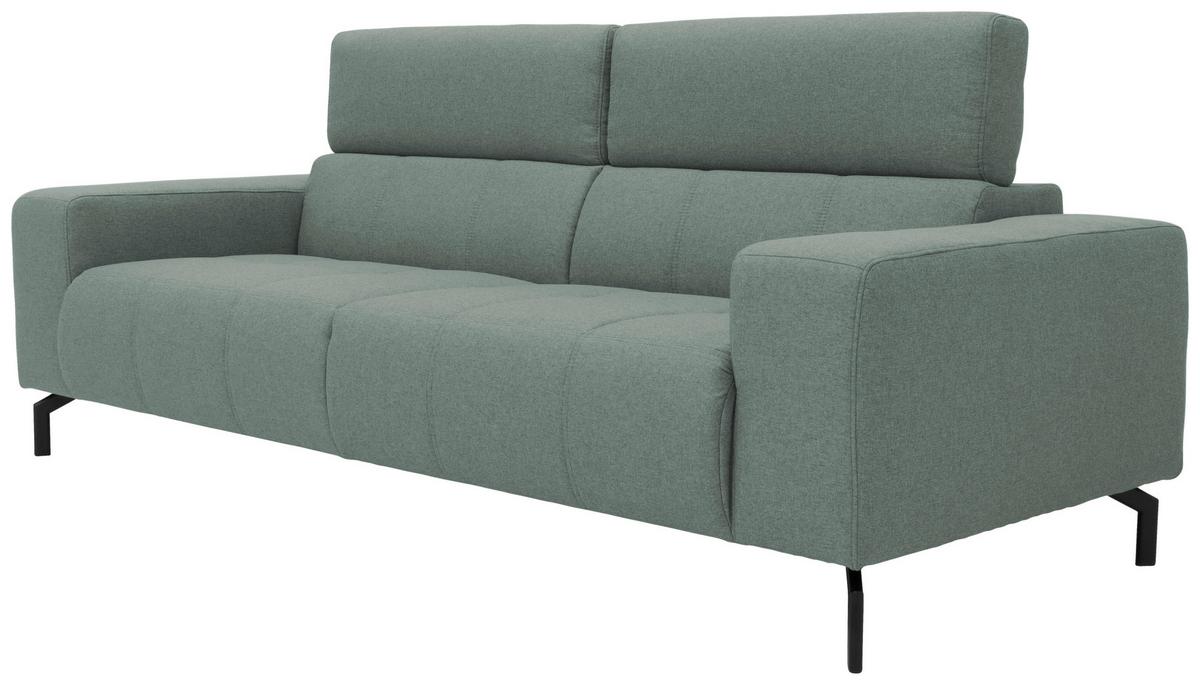 3-sitzer-sofa Kopfteil Verstellbar Cunelli Türkis - Schwarz/Hellblau, Design, Textil (238/79/104cm) - MID.YOU