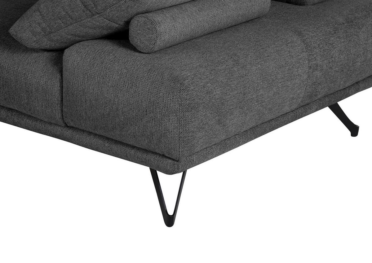 Ecksofa Bolzano - Dunkelgrau/Schwarz, KONVENTIONELL, Textil (240/310cm) - MID.YOU