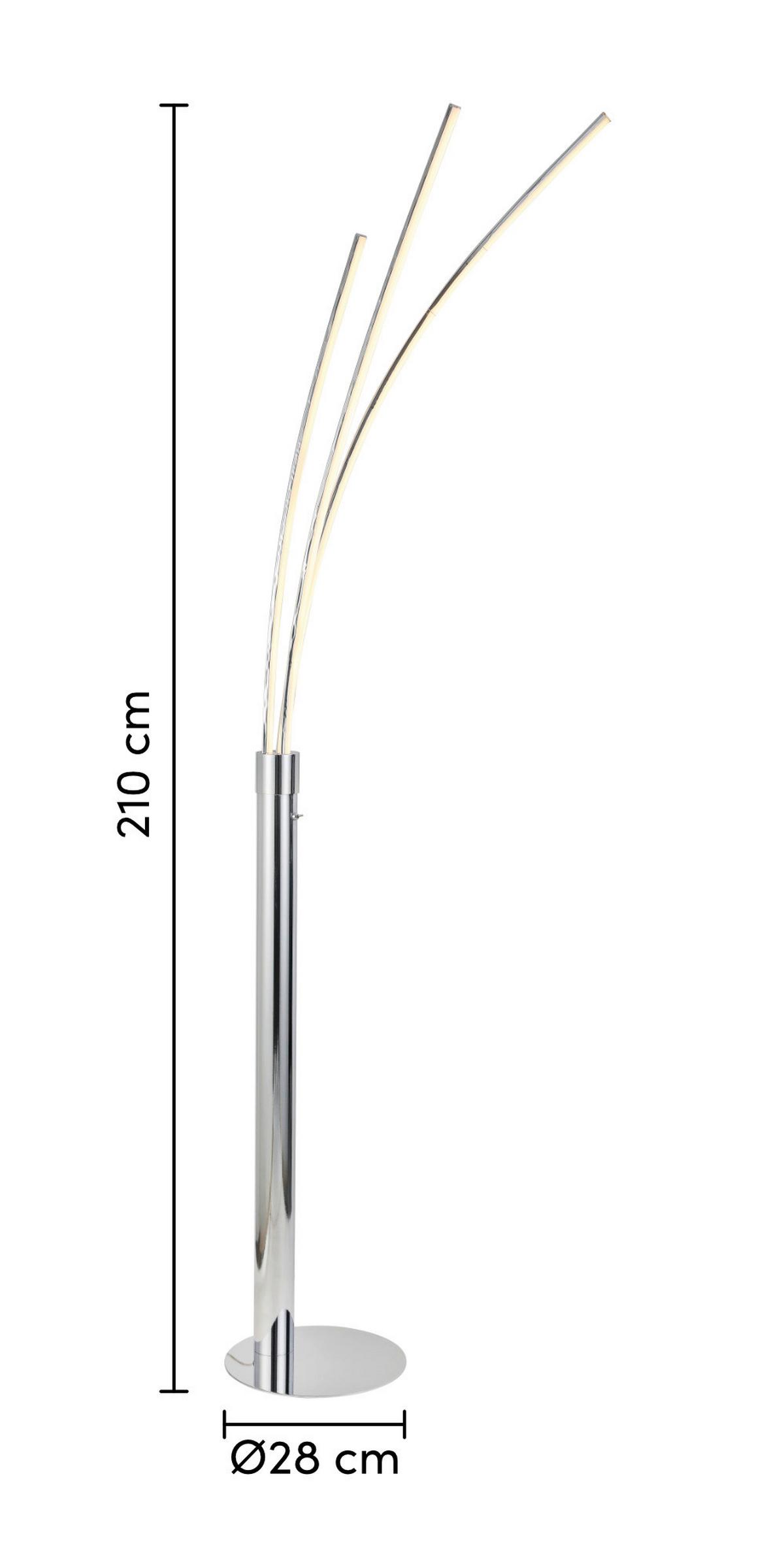 STOJACÍ LED SVÍTIDLO REMMER - barvy chromu, Moderní, kov/plast (28/210cm) - Modern Living