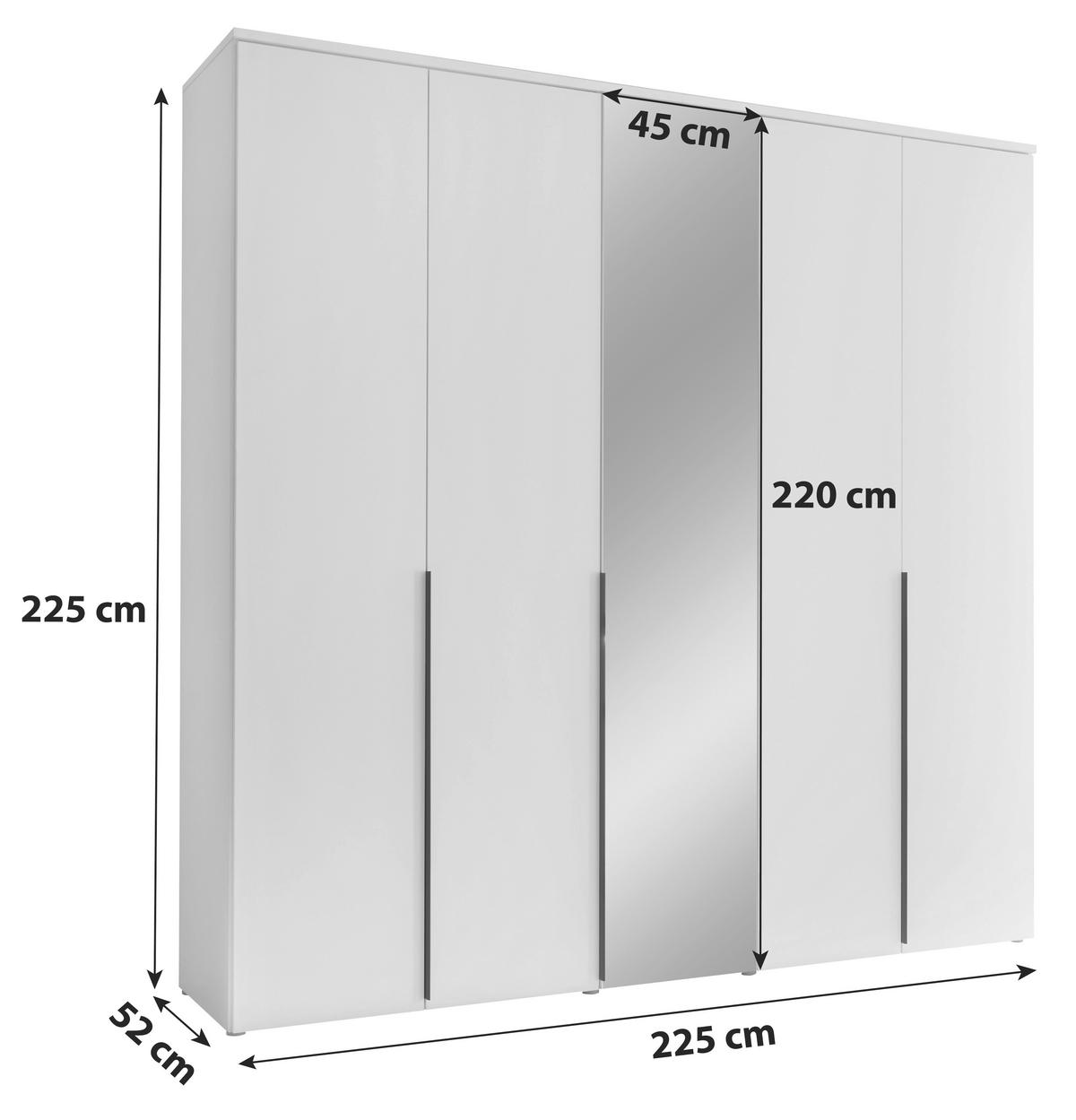 Drehtürenschrank 225 cm Kevo Graphitfarben/Spiegelglas - Graphitfarben, MODERN, Glas/Holzwerkstoff (225/225/52cm) - Carryhome