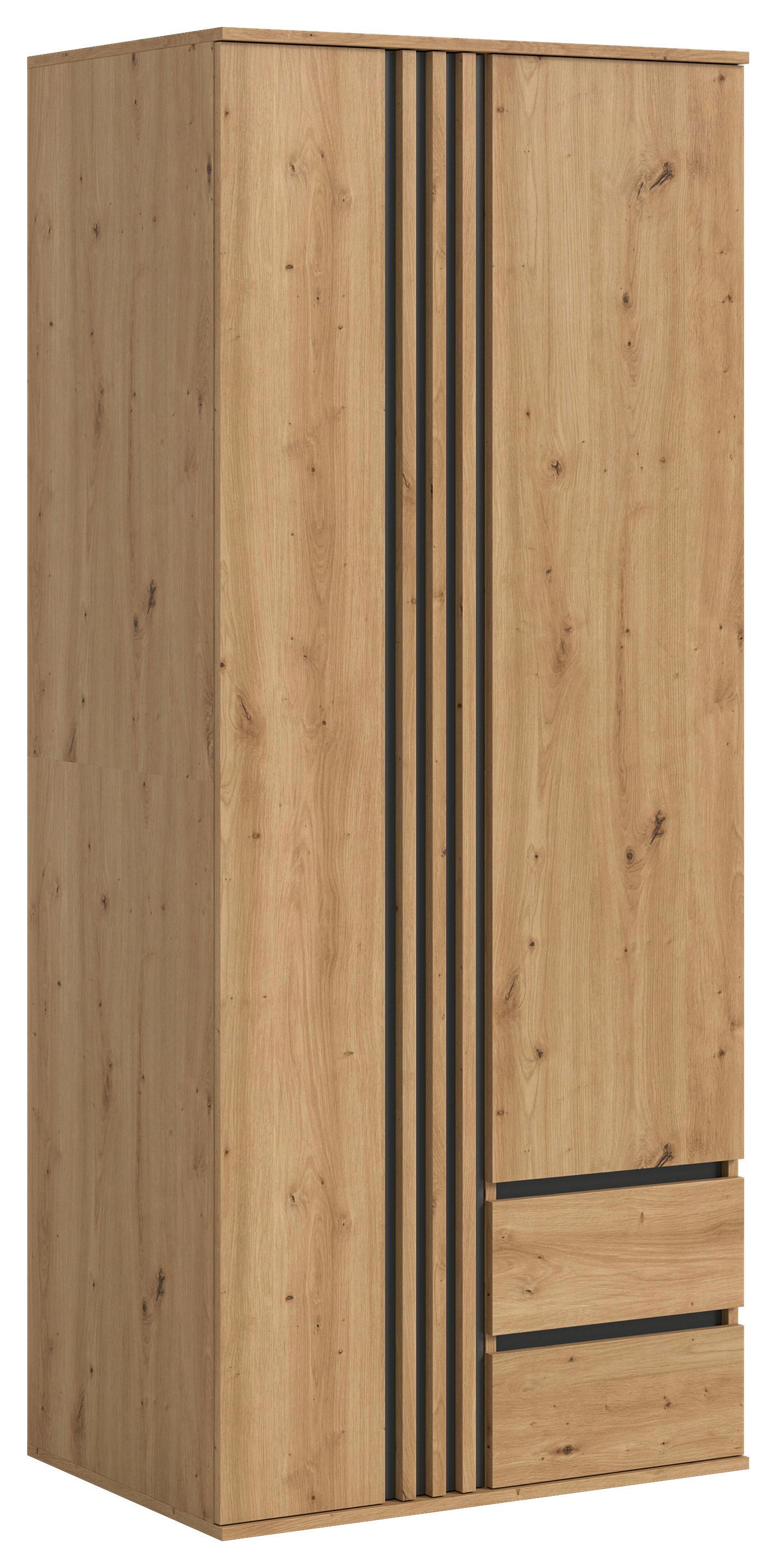 Drehtürenschrank Tofta Eiche Dekor/Anthrazit B: 80cm - Anthrazit/Eiche Artisan, ROMANTIK / LANDHAUS, Holzwerkstoff (80/192/56cm) - Livetastic