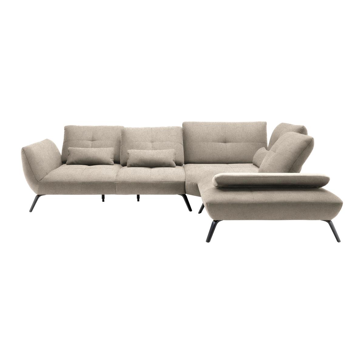 Rohová sedačka TRENDY, pravá, écru - čierna/écru, Modern, kov/kompozitné drevo (310/93/250cm) - Premium Living