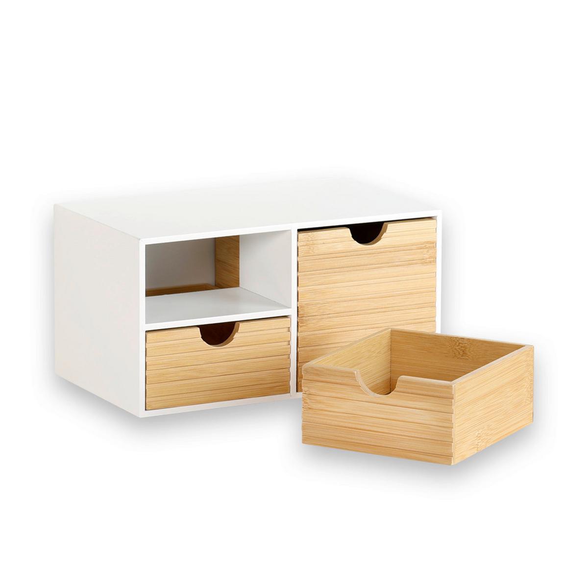 TISCHORGANIZER Bambus, Weiß/Naturfarben - Naturfarben/Weiß, Basics, Naturmaterialien/Holzwerkstoff (27/16/14cm) - Kesper