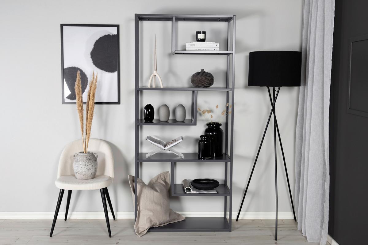 Bücherwand Staal - Hellgrau, Design, Metall (85/188/35cm) - Livetastic