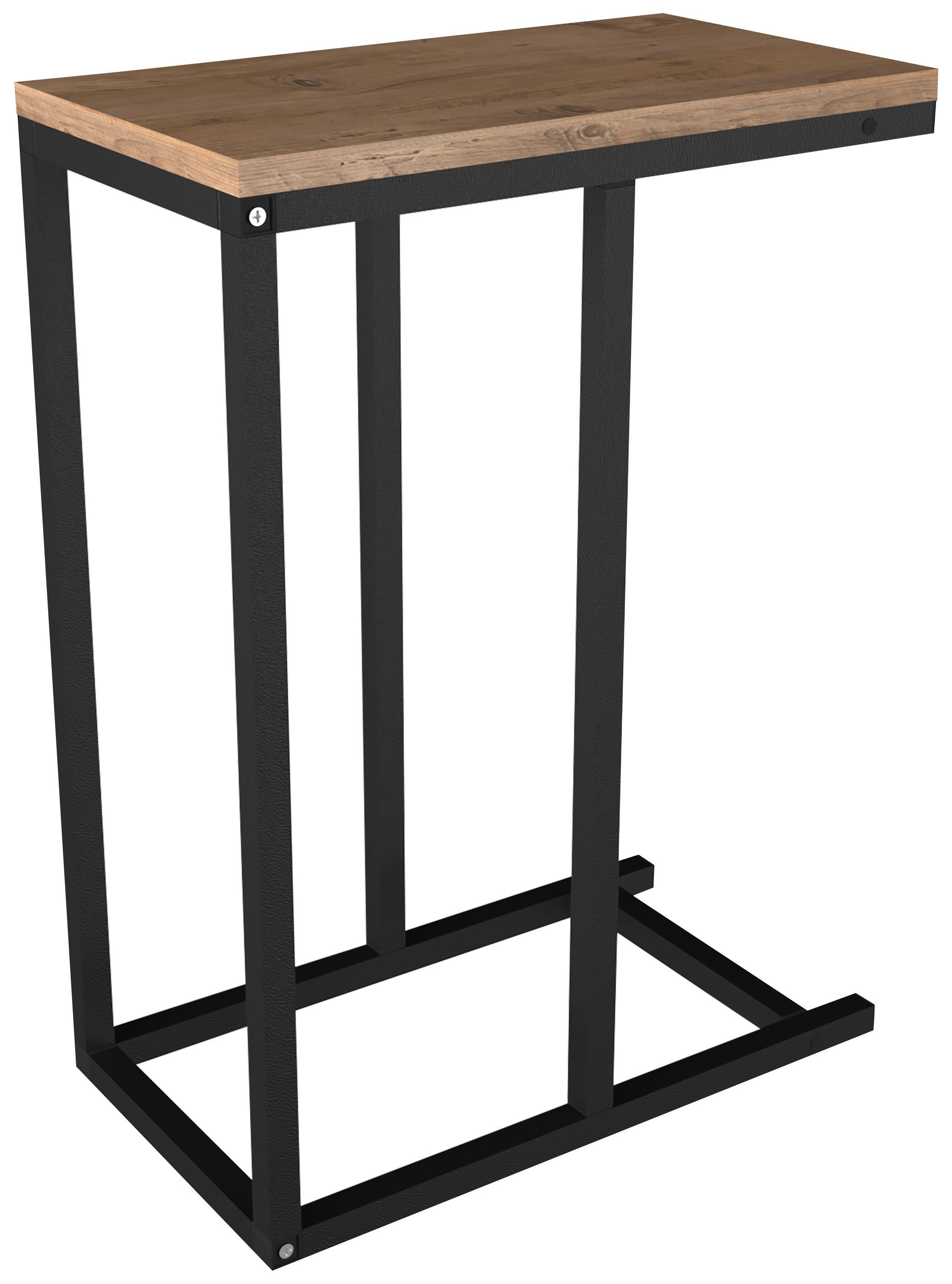 Beistelltisch Insasi Schwarz Honigeiche Dekor - Honigeiche/Schwarz, Design, Holzwerkstoff/Metall (46/26/63cm) - MID.YOU