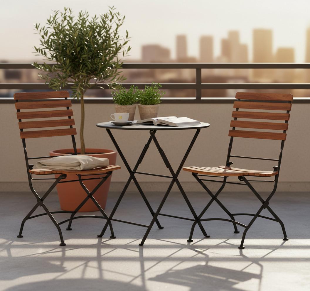 Gartensessel Klappbar Acamp Holz/Metall - Anthrazit/Akaziefarben, Basics, Holz/Metall (45/89/58cm) - Gardenson