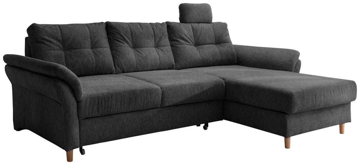 Ecksofa Brizzini inkl. Bettkasten, Anthrazit, 250x176 - Anthrazit/Naturfarben, MODERN, Textil (250/176cm) - Livetastic