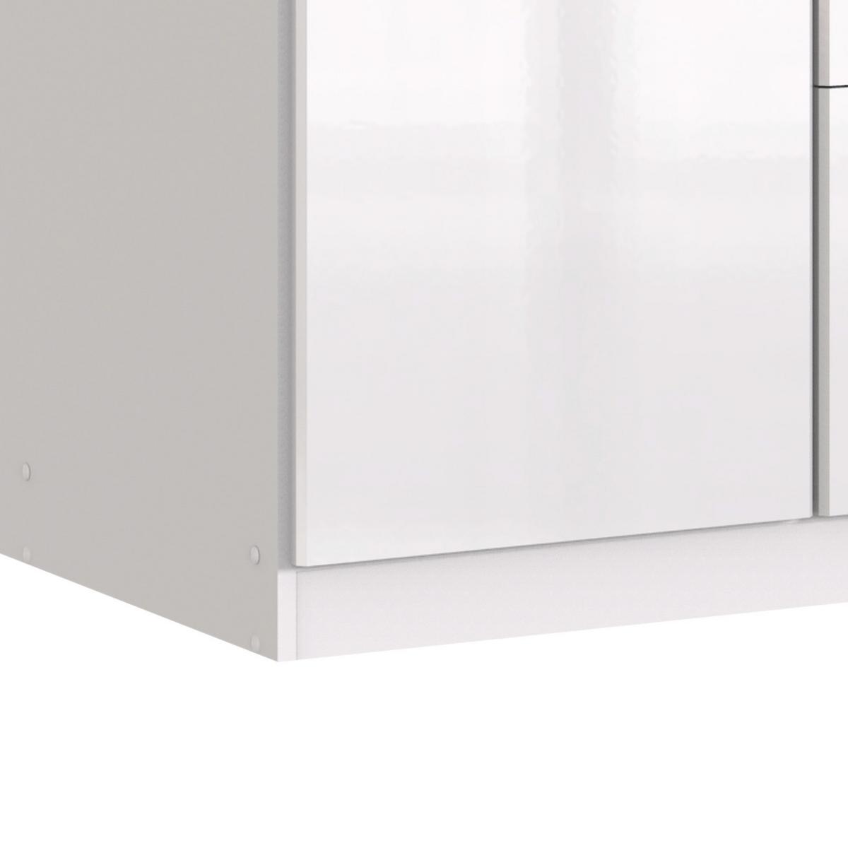 Drehtürenschrank mit Laden B: 91 cm Clack, Weiß - Weiß Hochglanz/Weiß, Basics, Holzwerkstoff (91/199/58cm) - MID.YOU