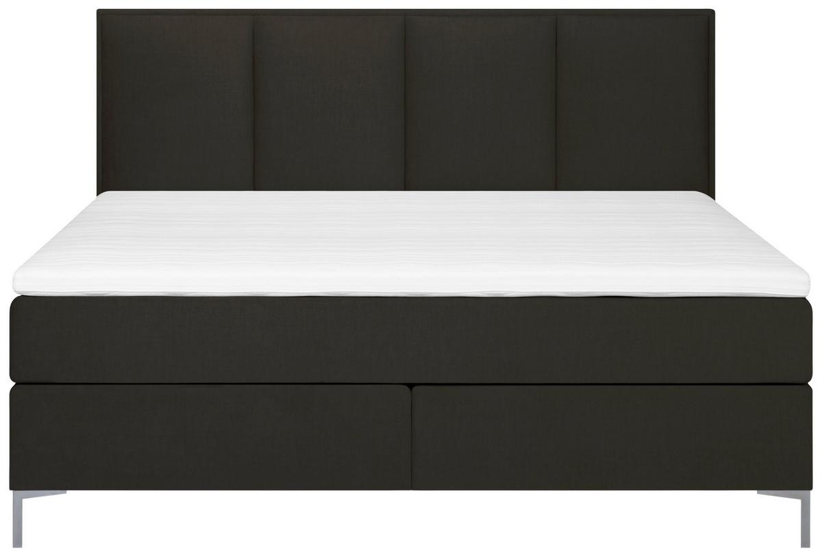 Boxspringbett Graz Anthrazit 180x200 cm inkl. Topper - Anthrazit/Alufarben, MODERN, Textil (180/200cm) - MID.YOU