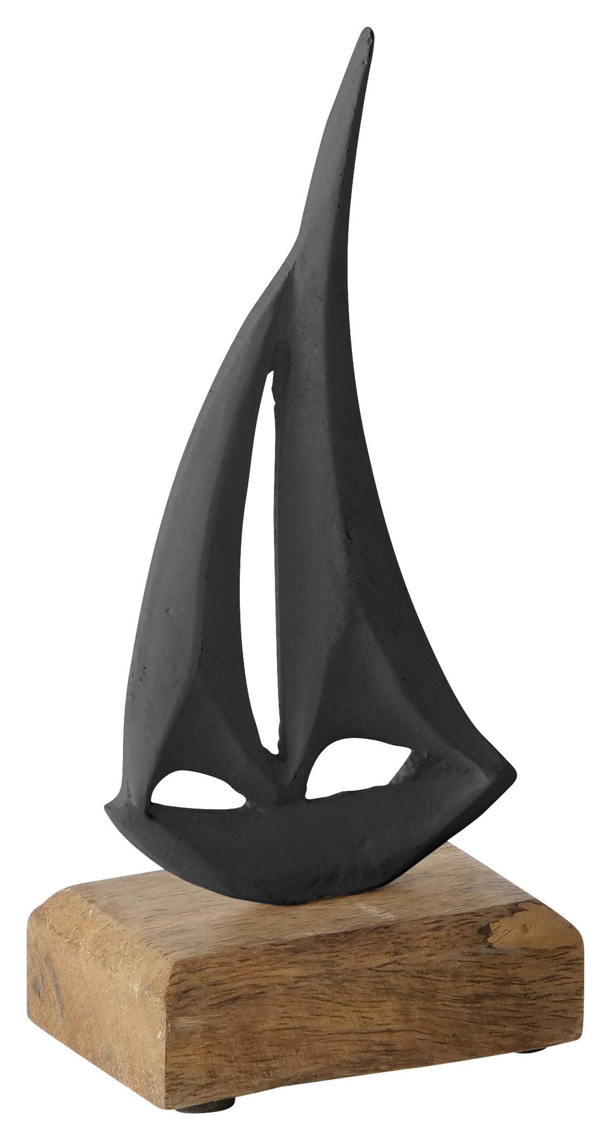 Dekoboot H: ca. 18cm, Boat - Schwarz/Braun, MODERN, Holz/Metall (8/5/18cm)