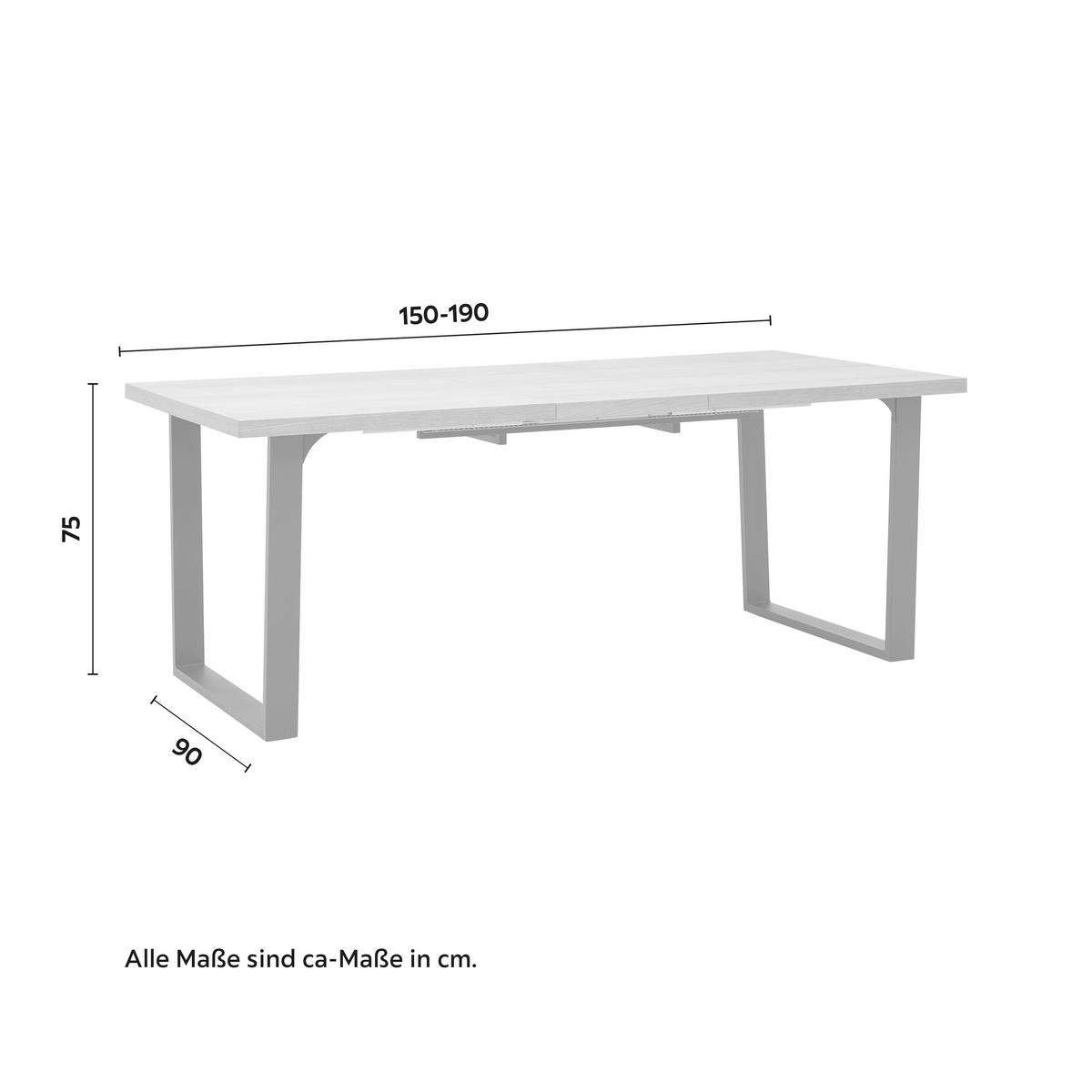 Rozkladací jedálenský stôl KILIAN dub dyha 150-190 cm - čierna/farba duba, Modern, kov/drevo (150-190/75/90cm) - Bessagi Home