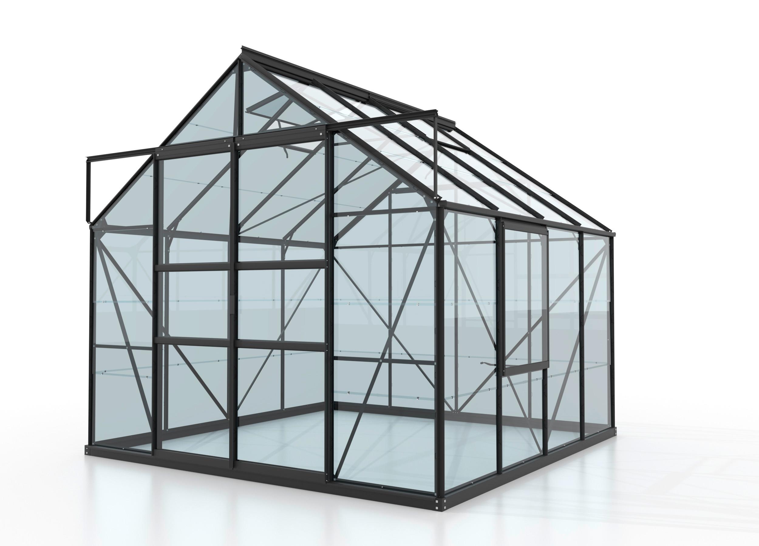 Klassisches Gewächshaus mit Giebeldach und Doppel-Schiebetür