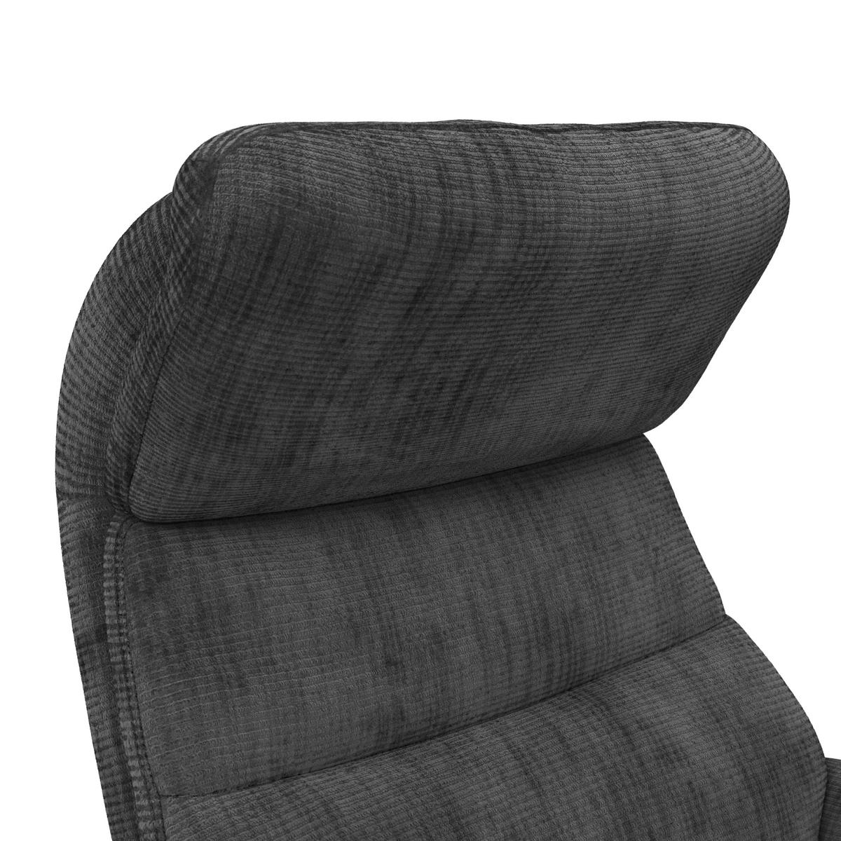 Relaxsessel Manila Chenille anthrazit, B: 73 cm - Anthrazit/Schwarz, MODERN, Textil/Metall (73/113/89cm)