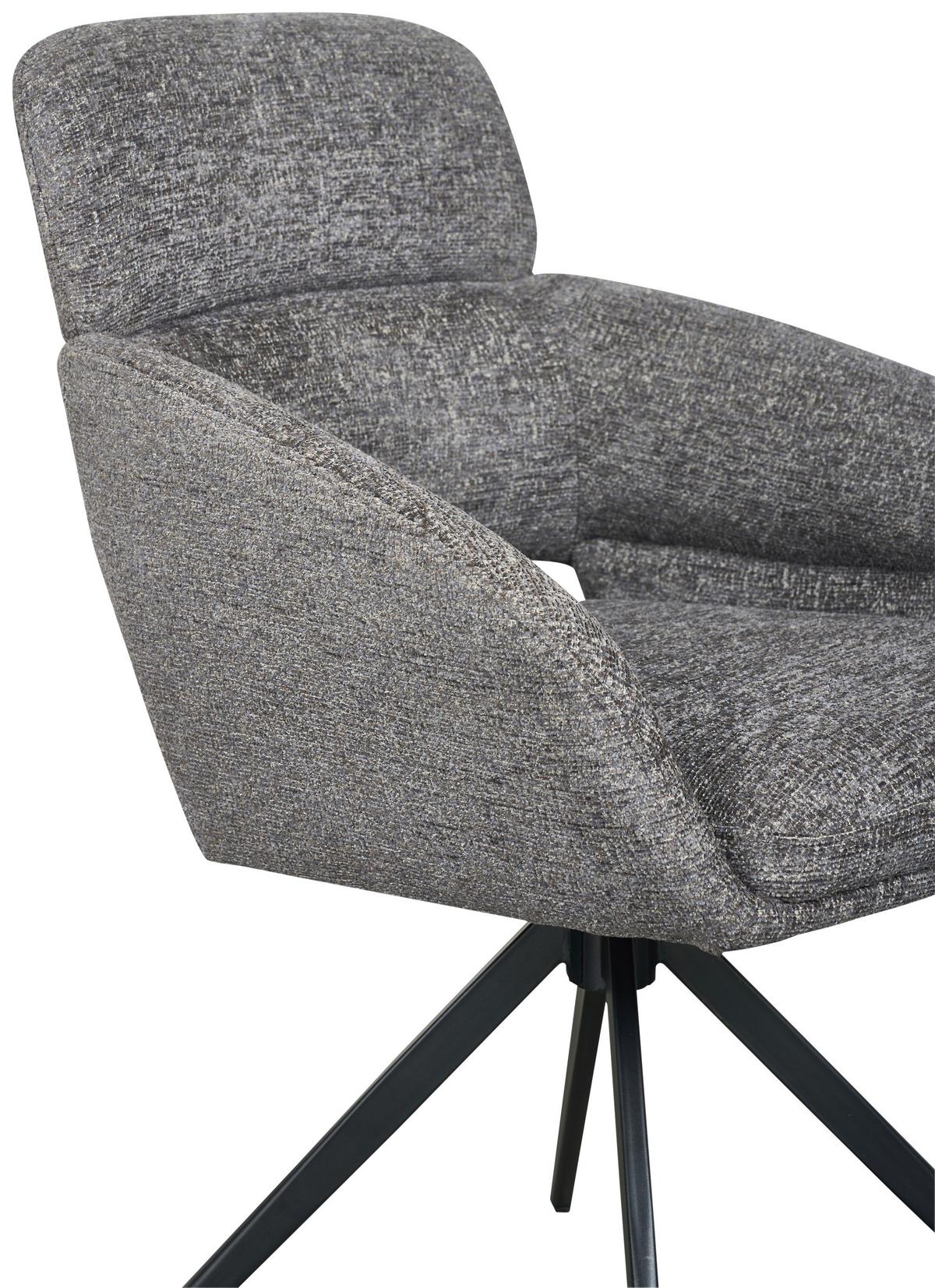 Armlehnstuhl Lyon Grau B: 57,5 cm - Schwarz/Grau, MODERN, Textil/Metall (57,5/85/61cm) - Livetastic