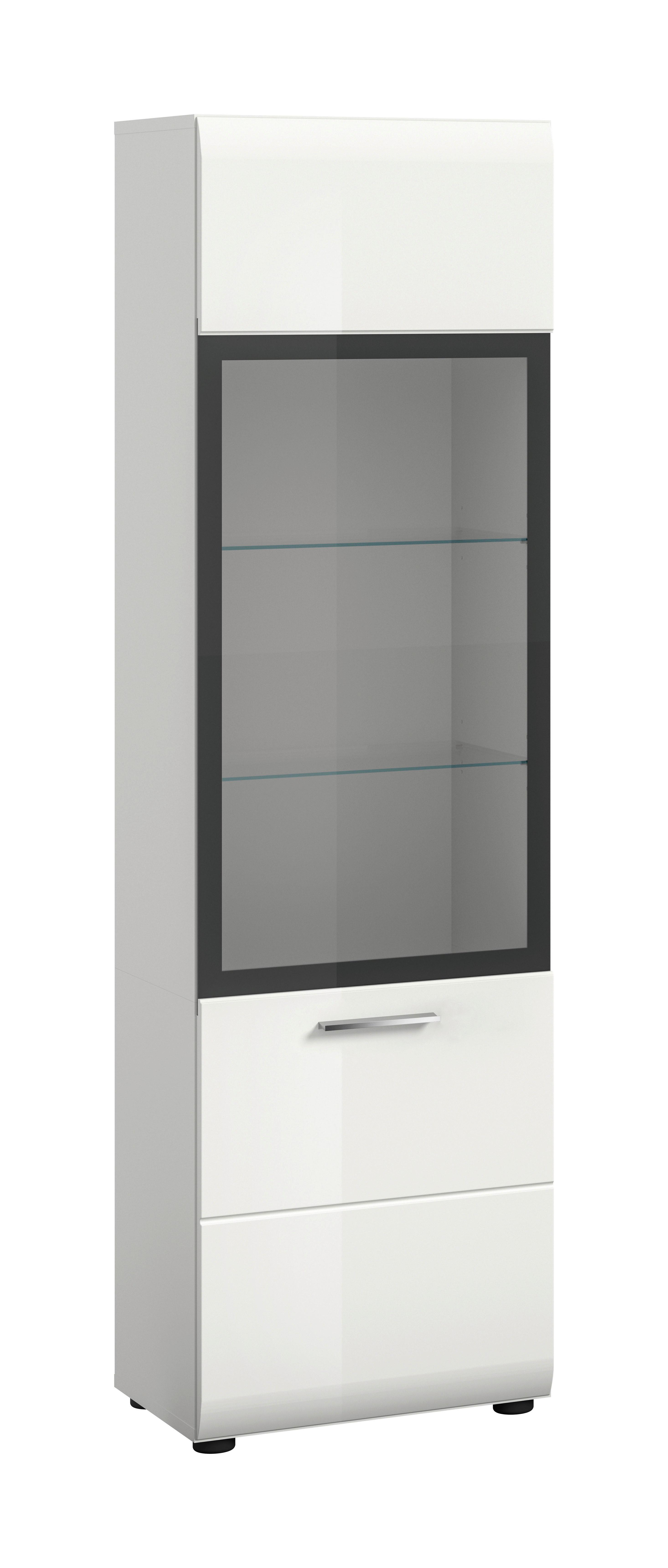 Sideboard Ice Weiß/weiß Hochglanz B: 45 Cm - Weiß Hochglanz/Schwarz, Design, Glas/Holzwerkstoff (45/160/34cm) - Livetastic