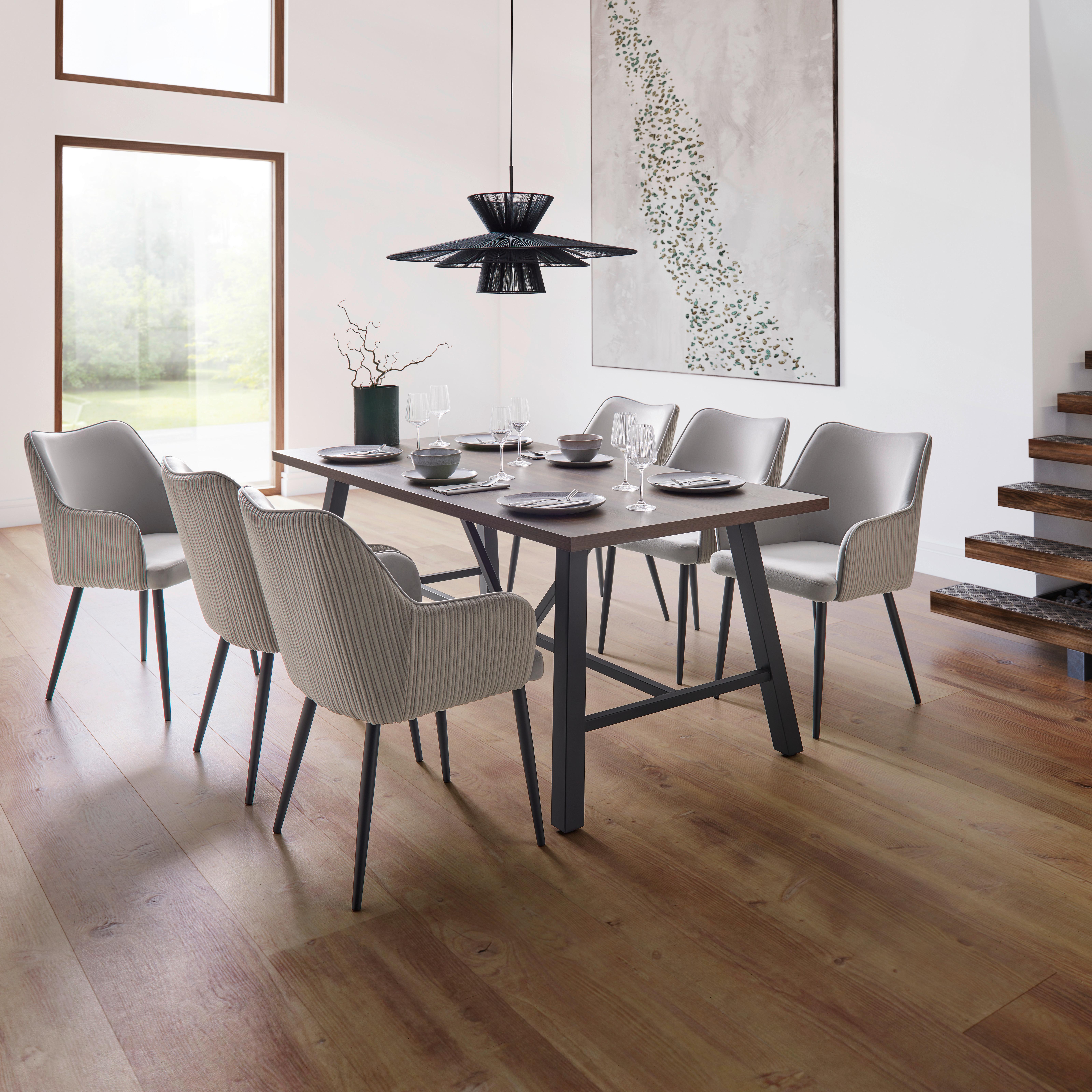 Jedálenský stôl ANDRI 180x90 cm - čierna/farba vlašského orecha, Modern, kov/kompozitné drevo (180/90/75cm) - Bessagi Home