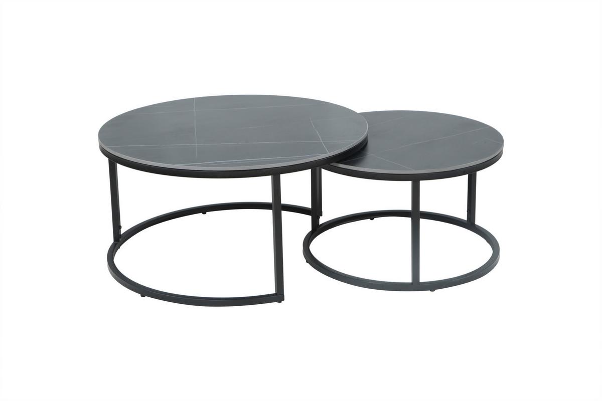 Couchtischset Luis Schwarz D: 80/60 Cm - Schwarz, Design, Stein/Metall (80/60/41/37cm) - Livetastic