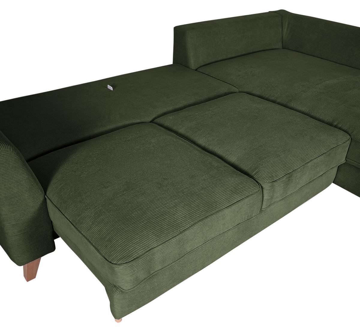 Ecksofa Rimini, Grün S: 271x165 Cm - Buchefarben/Grün, Design, Textil (271/165cm) - MID.YOU