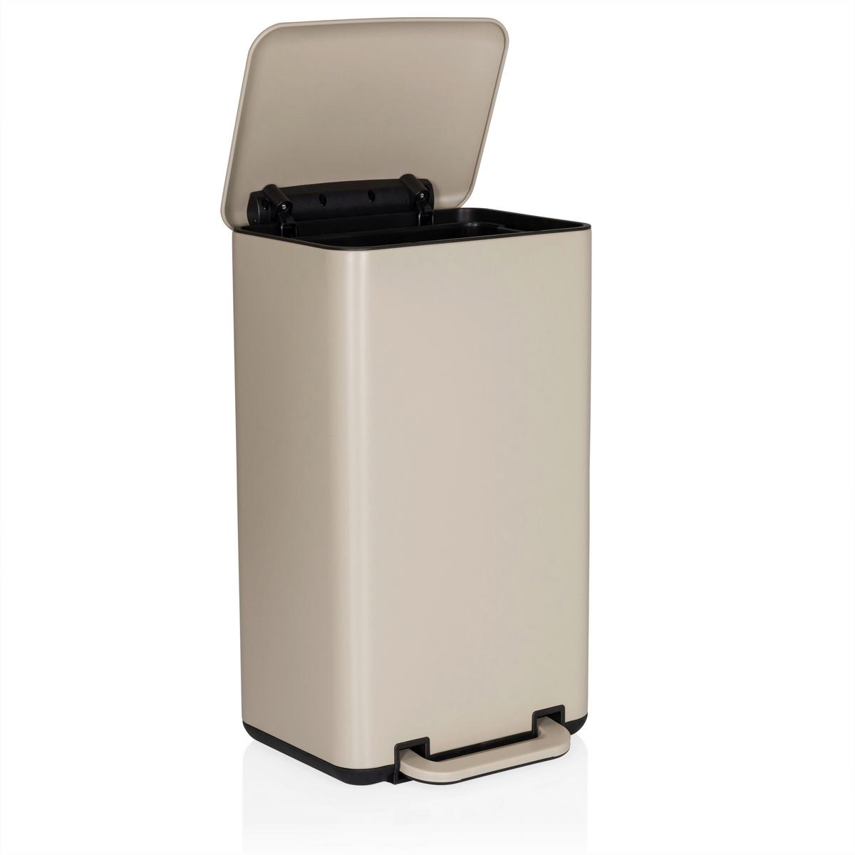 ABFALLEIMER Clean Beva Beige B: 31cm - Beige/Schwarz, MODERN, Kunststoff/Metall (31/62/36cm) - MID.YOU