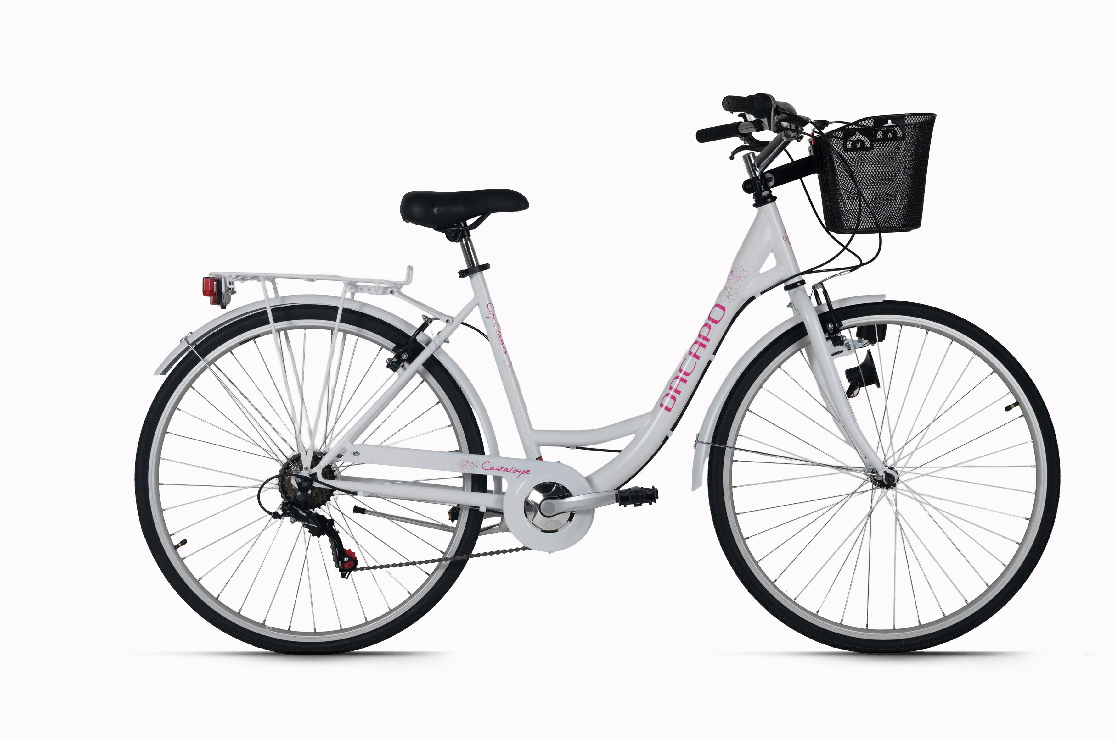 Citybike 28'' mit Korb DaCapo Cantaloupe weiß/pink - Weiß, LIFESTYLE, Metall (25/140/60cm)