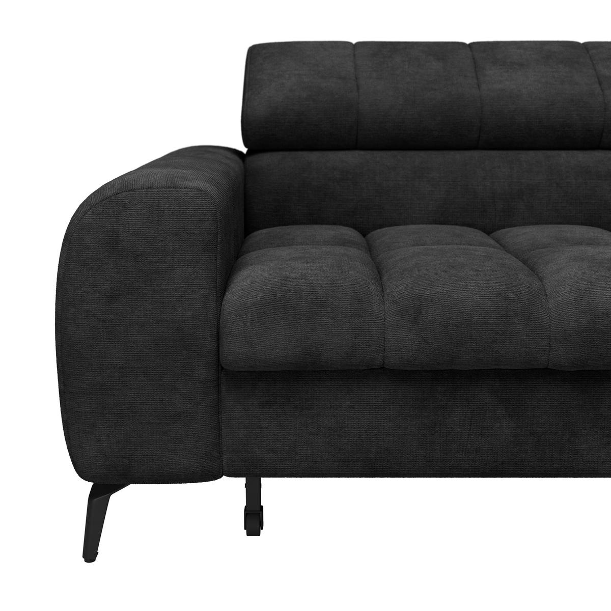 Ecksofa mit Schlaffunktion Volf Schwarz, 261x203 cm - Schwarz, Trend, Kunststoff/Textil (261/203cm)