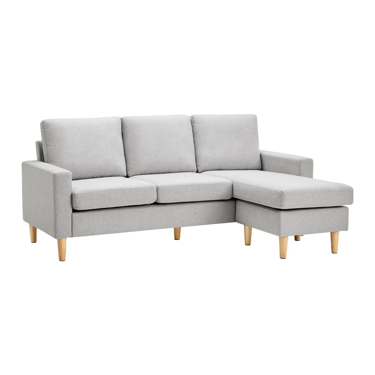 Šedá pohovka Noemie - světle šedá/přírodní barvy, Moderní, dřevo/textil (198/86/78-135cm) - Bessagi Home