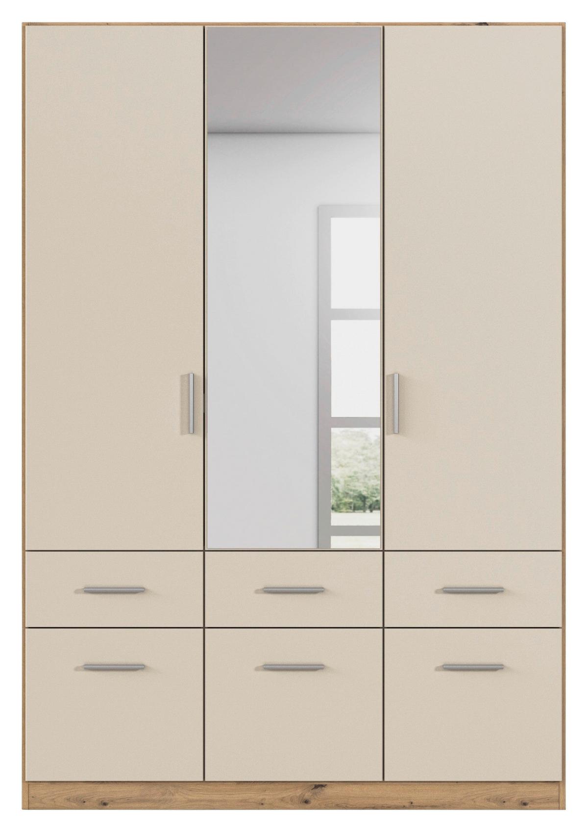 Kleiderschrank Celle Matt Champagner B: 136 cm - Champagner/Eiche Artisan, Trend, Holzwerkstoff (136/197/54cm)