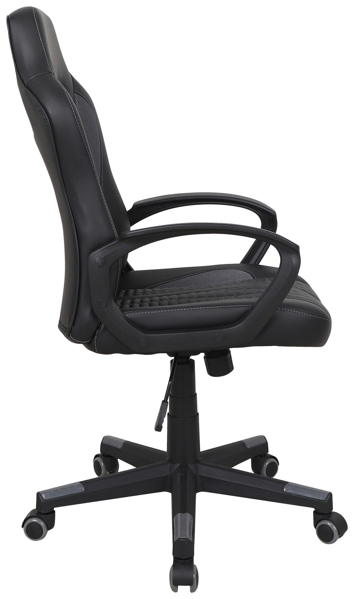 Gaming Stuhl Mid.you Modena Inklusive Armlehnen Schwarz - Schwarz/Grau, MODERN, Kunststoff/Textil (56/104-113/64cm) - MID.YOU