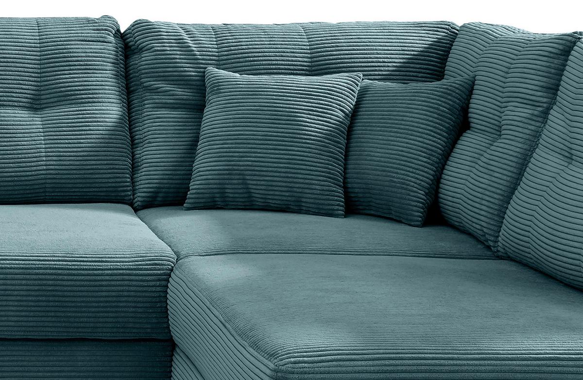 Wohnlandschaft Brizzini Mit Schlaffunktion, Petrol - Petrol/Naturfarben, MODERN, Textil (176/338-352/206cm) - Livetastic