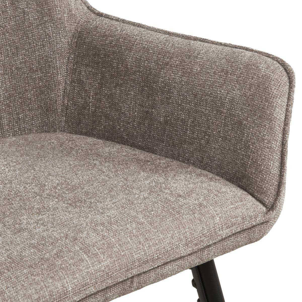 Barhocker Pim mit Armlehne Leinenoptik Taupe, B: 57 cm - Taupe/Schwarz, KONVENTIONELL, Holz/Textil (57/105/57cm) - MID.YOU