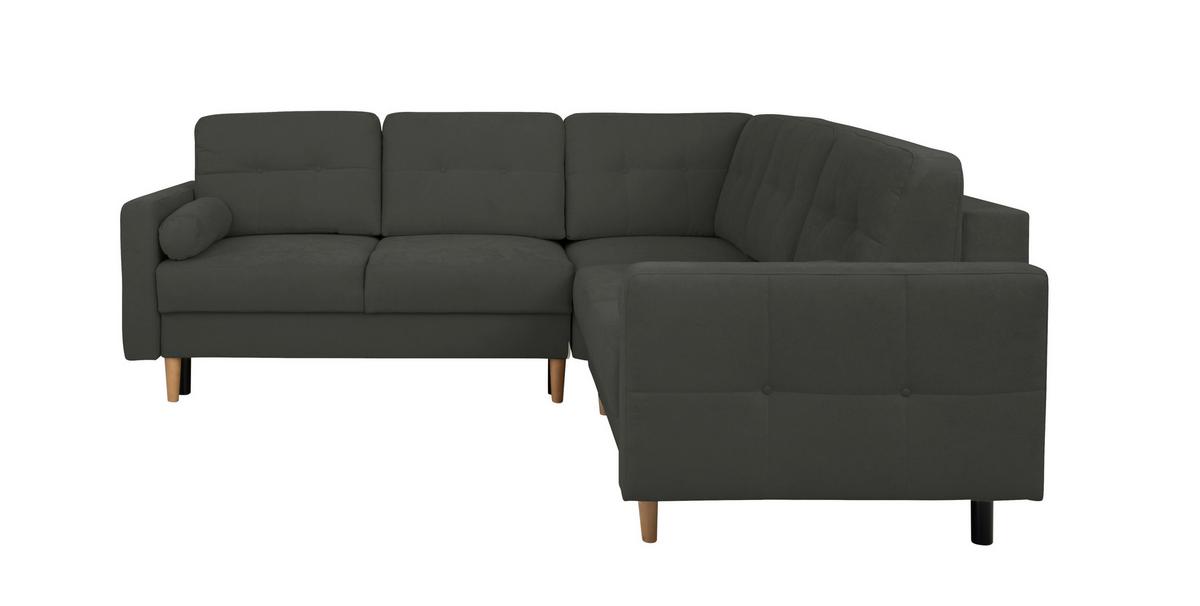 Ecksofa Noret, Schwarz S: 242x242 Cm - Buchefarben/Schwarz, Design, Textil (242/242cm) - MID.YOU