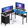 Gamingtisch Schwarz B: 150 cm - Schwarz, Trend, Holzwerkstoff/Metall (150/89/120cm) - MID.YOU