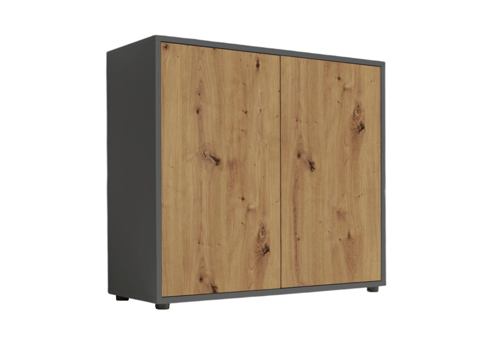 Kommode 79 cm Mailand, Anthrazit - Anthrazit/Schwarz, MODERN, Holzwerkstoff (79/73/33cm) - MID.YOU