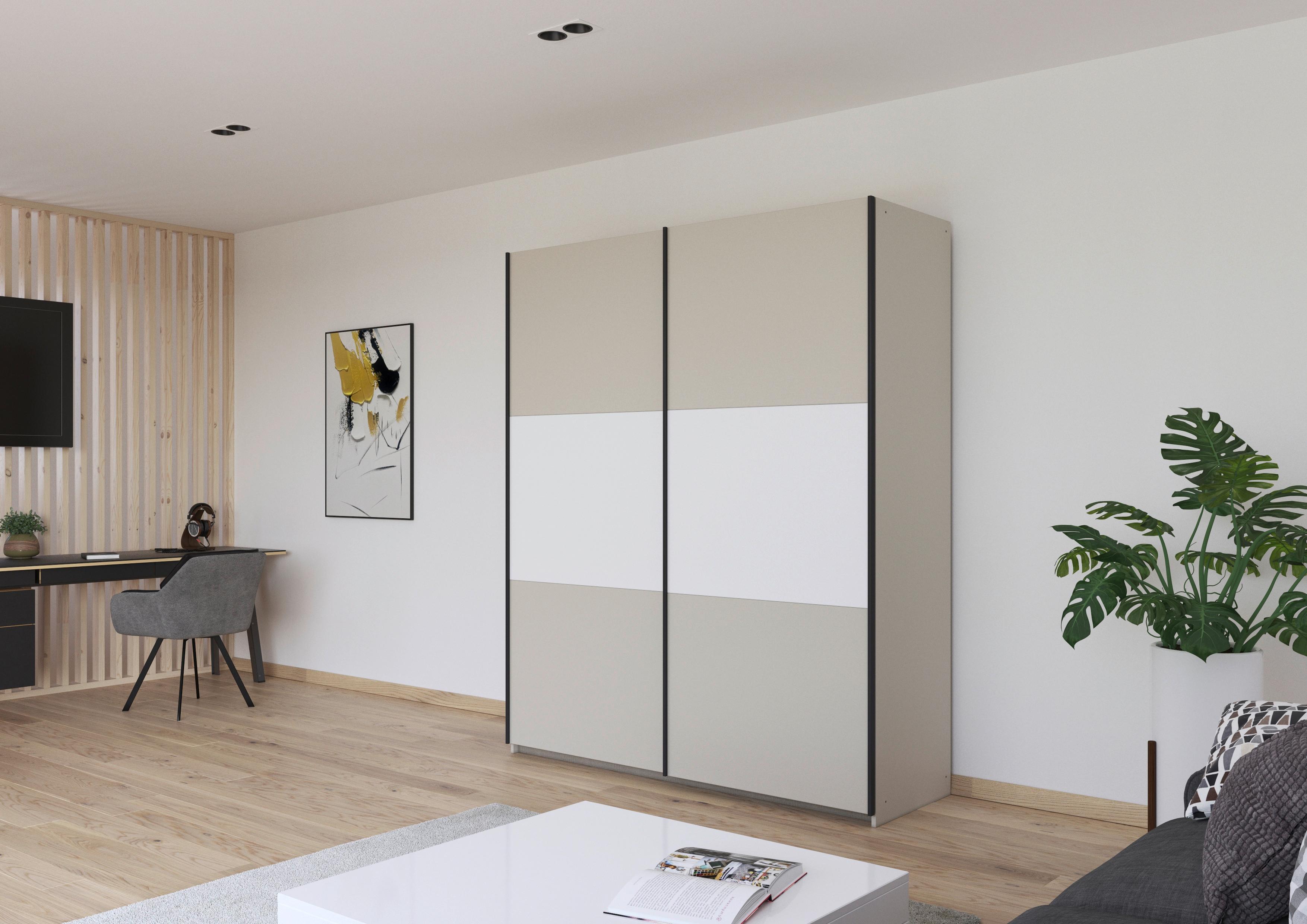 Schwebetürenschrank Neo Weiß Champagner B: 175 cm - Champagner/Alufarben, MODERN, Holzwerkstoff (175/210/59cm) - Rauch Möbel
