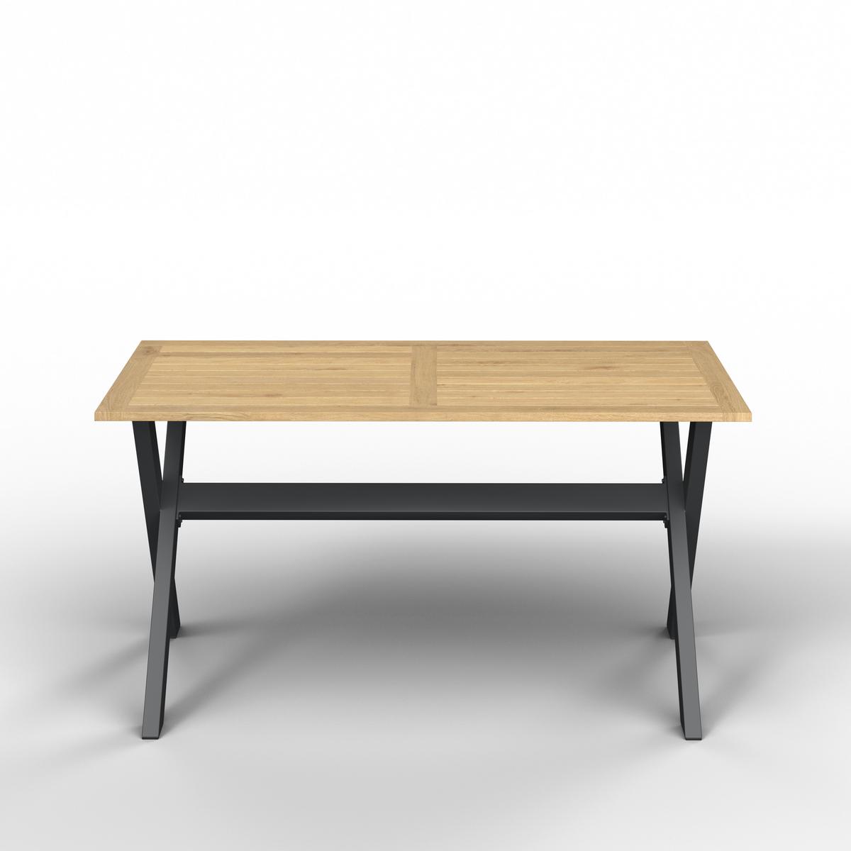 Terasová záhradní souprava MELINA - světle šedá/tmavě šedá, Moderní, kov/dřevo (272/79/84cm) - Bessagi Garden