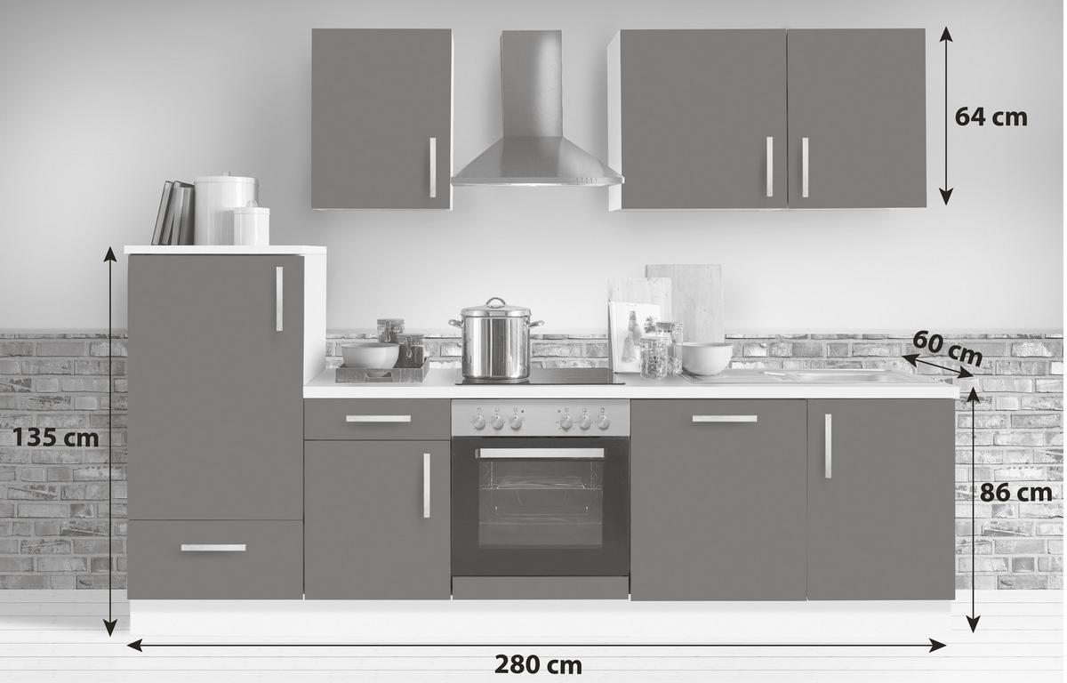 Küchenblock White-Premium - Weiß Hochglanz/Weiß, KONVENTIONELL, Holzwerkstoff (280cm) - Menke