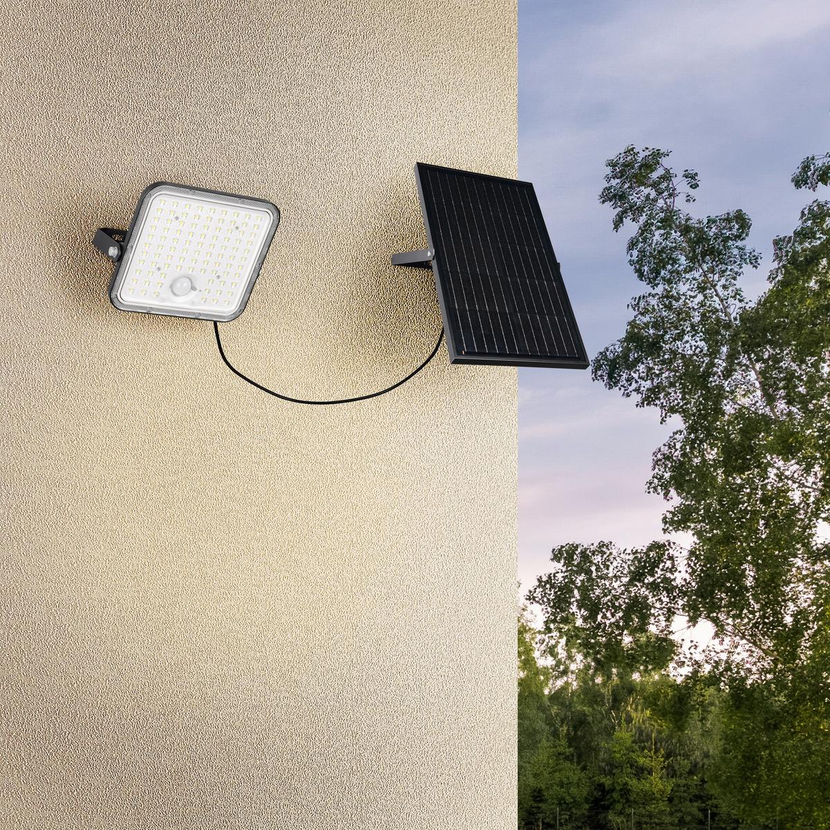 Außenwandleuchte Acora Solar Schwarz B: 19 cm - Schwarz, KONVENTIONELL, Kunststoff (20/19/4,5cm)